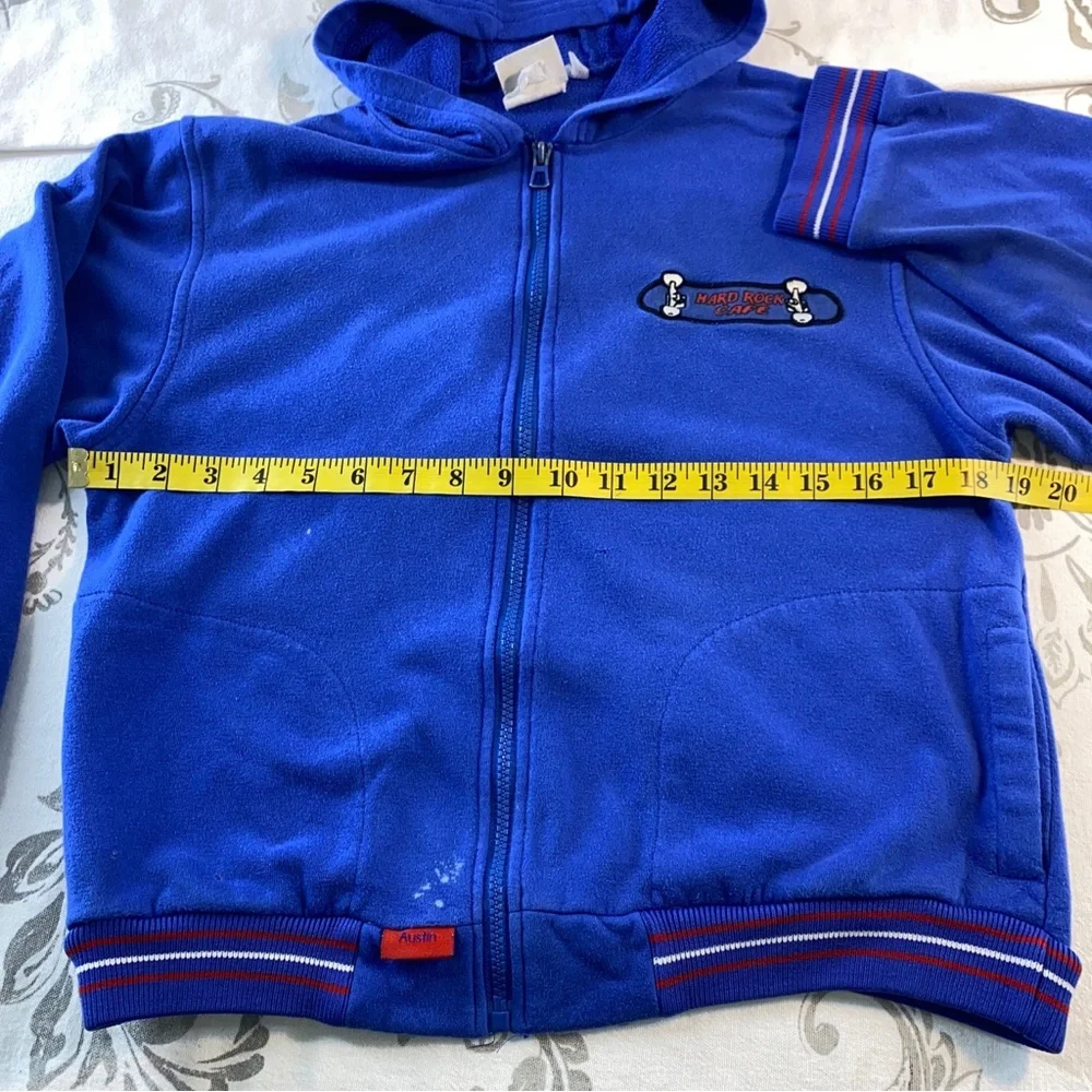 Vintage Hard Rock Cafe Austin Skateboard Blue‎ Full Zip Hoodie Sweatshirt
